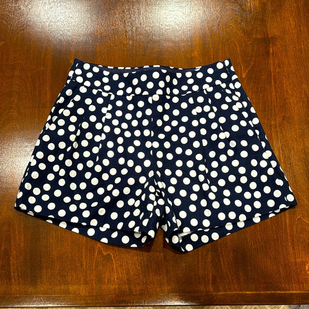 J. Crew Factory Navy Polka dot pleated shorts